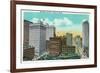 Detroit, Michigan - Aerial View of Downtown-Lantern Press-Framed Premium Giclee Print