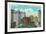 Detroit, Michigan - Aerial View of Downtown-Lantern Press-Framed Premium Giclee Print