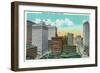 Detroit, Michigan - Aerial View of Downtown-Lantern Press-Framed Art Print