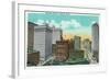 Detroit, Michigan - Aerial View of Downtown-Lantern Press-Framed Art Print