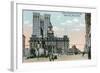 Detroit, Michigan - Cadillac Square, View of Soldier's Monument and Exterior View of City Hall-Lantern Press-Framed Art Print