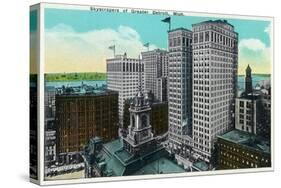 Detroit, Michigan - City Skyscrapers Scene-Lantern Press-Stretched Canvas