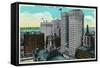 Detroit, Michigan - City Skyscrapers Scene-Lantern Press-Framed Stretched Canvas