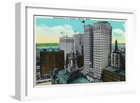 Detroit, Michigan - City Skyscrapers Scene-Lantern Press-Framed Art Print