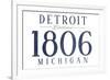 Detroit, Michigan - Established Date (Blue)-Lantern Press-Framed Premium Giclee Print