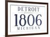 Detroit, Michigan - Established Date (Blue)-Lantern Press-Framed Premium Giclee Print