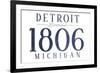 Detroit, Michigan - Established Date (Blue)-Lantern Press-Framed Premium Giclee Print