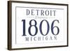 Detroit, Michigan - Established Date (Blue)-Lantern Press-Framed Art Print