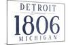 Detroit, Michigan - Established Date (Blue)-Lantern Press-Mounted Art Print