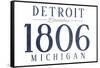 Detroit, Michigan - Established Date (Blue)-Lantern Press-Framed Stretched Canvas