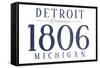 Detroit, Michigan - Established Date (Blue)-Lantern Press-Framed Stretched Canvas