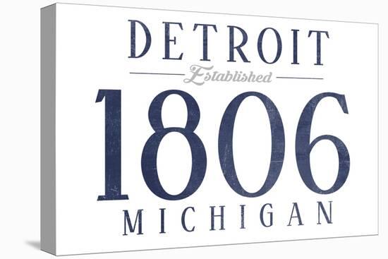 Detroit, Michigan - Established Date (Blue)-Lantern Press-Stretched Canvas