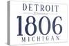 Detroit, Michigan - Established Date (Blue)-Lantern Press-Stretched Canvas