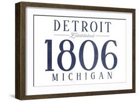 Detroit, Michigan - Established Date (Blue)-Lantern Press-Framed Art Print