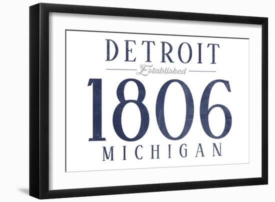 Detroit, Michigan - Established Date (Blue)-Lantern Press-Framed Art Print