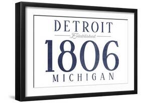 Detroit, Michigan - Established Date (Blue)-Lantern Press-Framed Art Print