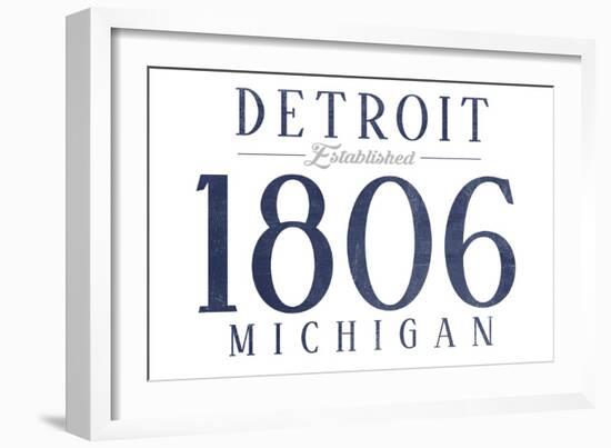 Detroit, Michigan - Established Date (Blue)-Lantern Press-Framed Art Print