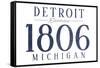 Detroit, Michigan - Established Date (Blue)-Lantern Press-Framed Stretched Canvas