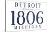 Detroit, Michigan - Established Date (Blue)-Lantern Press-Stretched Canvas