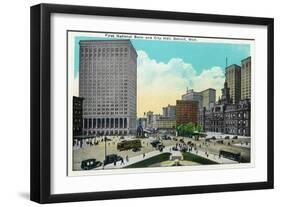 Detroit, Michigan - First National Bank, City Hall Exterior-Lantern Press-Framed Art Print