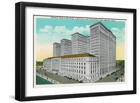 Detroit, Michigan - General Motors Bldg, Lab, and Convention Hall Exterior-Lantern Press-Framed Art Print