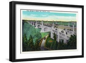 Detroit, Michigan - New Belle Isle Bridge-Lantern Press-Framed Art Print