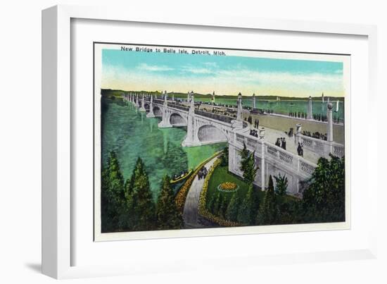 Detroit, Michigan - New Belle Isle Bridge-Lantern Press-Framed Art Print