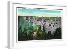 Detroit, Michigan - New Belle Isle Bridge-Lantern Press-Framed Art Print