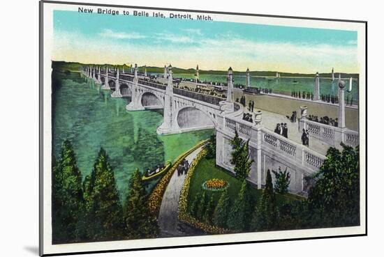 Detroit, Michigan - New Belle Isle Bridge-Lantern Press-Mounted Art Print