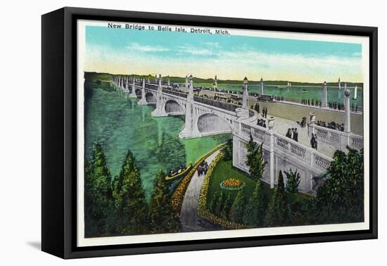 Detroit, Michigan - New Belle Isle Bridge-Lantern Press-Framed Stretched Canvas