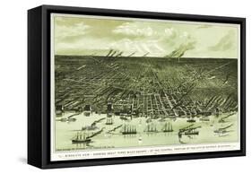 Detroit, Michigan - Panoramic Map-Lantern Press-Framed Stretched Canvas