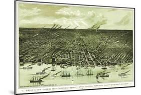 Detroit, Michigan - Panoramic Map-Lantern Press-Mounted Art Print