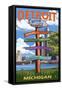 Detroit, Michigan - Sign Post-Lantern Press-Framed Stretched Canvas