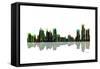 Detroit Michigan Sky?line BW 1-Marlene Watson-Framed Stretched Canvas