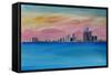 Detroit Michigan Skyline At Lake Erie-Markus Bleichner-Framed Stretched Canvas