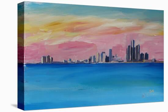 Detroit Michigan Skyline At Lake Erie-Markus Bleichner-Stretched Canvas