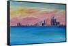 Detroit Michigan Skyline At Lake Erie-Markus Bleichner-Framed Stretched Canvas