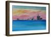 Detroit Michigan Skyline At Lake Erie-Markus Bleichner-Framed Art Print