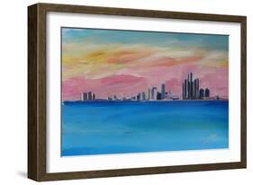 Detroit Michigan Skyline At Lake Erie-Markus Bleichner-Framed Art Print