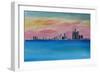 Detroit Michigan Skyline At Lake Erie-Markus Bleichner-Framed Premium Giclee Print