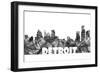 Detroit Michigan Skyline BG 2-Marlene Watson-Framed Giclee Print