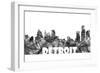 Detroit Michigan Skyline BG 2-Marlene Watson-Framed Giclee Print