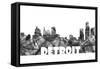 Detroit Michigan Skyline BG 2-Marlene Watson-Framed Stretched Canvas