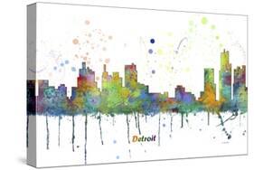 Detroit Michigan Skyline MCLR 1-Marlene Watson-Stretched Canvas