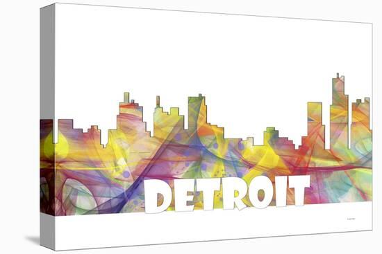 Detroit Michigan Skyline Mclr 2-Marlene Watson-Stretched Canvas