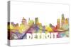 Detroit Michigan Skyline Mclr 2-Marlene Watson-Stretched Canvas