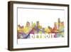 Detroit Michigan Skyline Mclr 2-Marlene Watson-Framed Giclee Print
