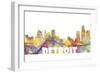 Detroit Michigan Skyline Mclr 2-Marlene Watson-Framed Giclee Print