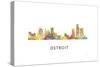 Detroit Michigan Skyline-Marlene Watson-Stretched Canvas