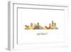 Detroit Michigan Skyline-Marlene Watson-Framed Giclee Print